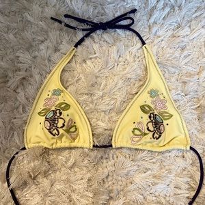 Butterfly & Floral Embellished String Bikini Top